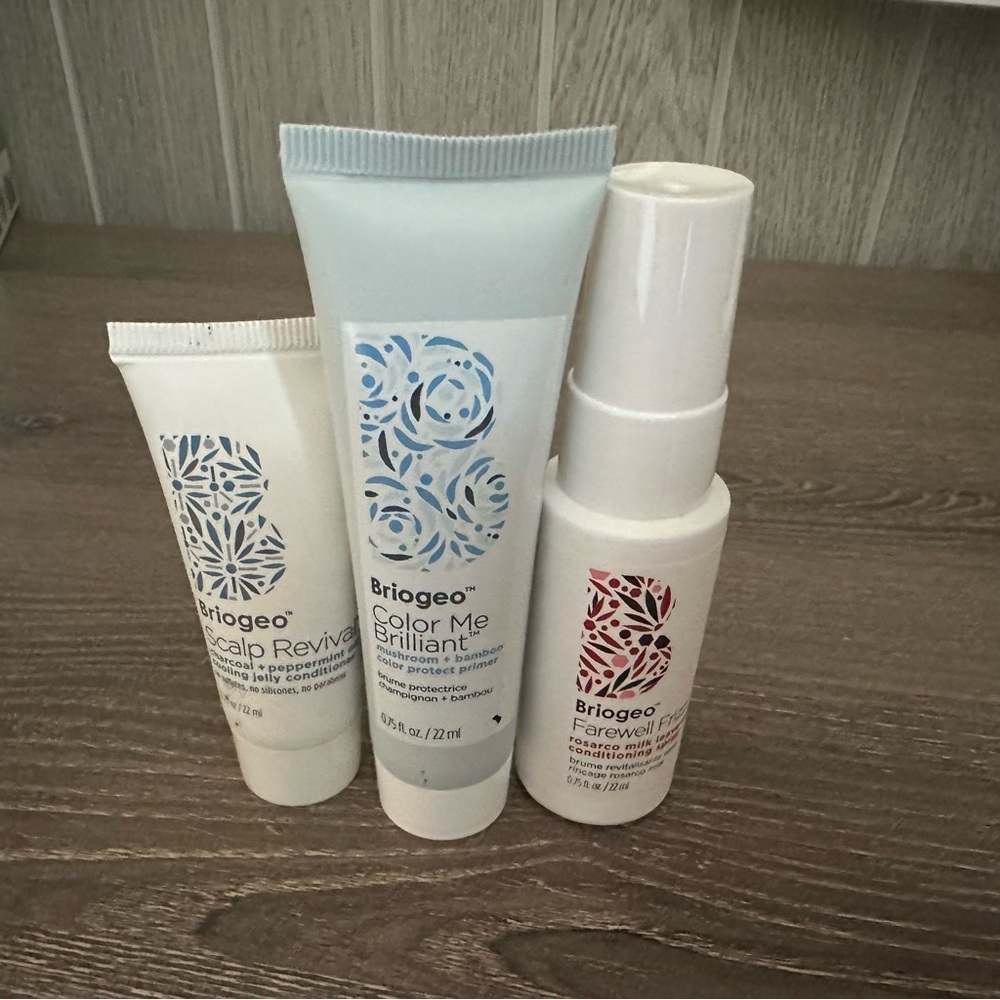 Briogeo Travel Set Color Me Brilliant Scalp Revival Farewell Frizz Lot 0.75 oz
